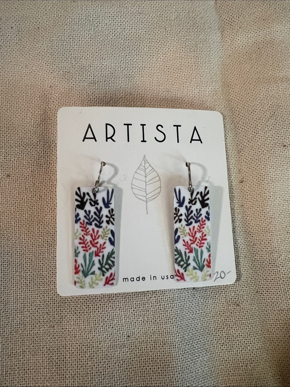 White Multicolor Botanical Dangle Earrings